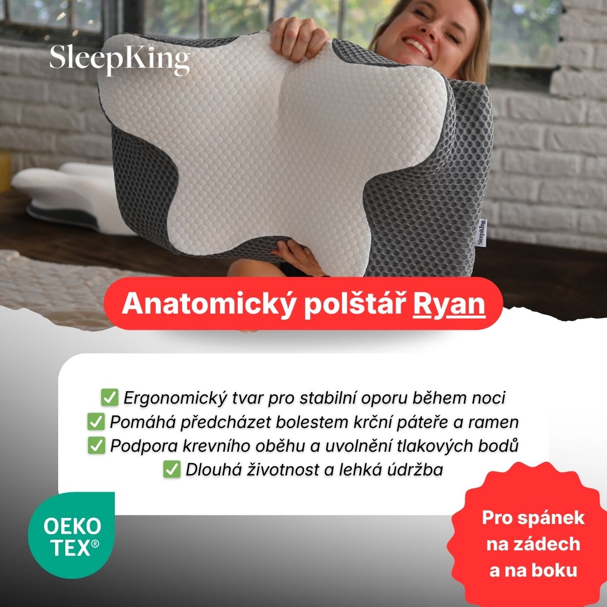 SleepKing™ Anatomický polštář Ryan – Obrázok 2